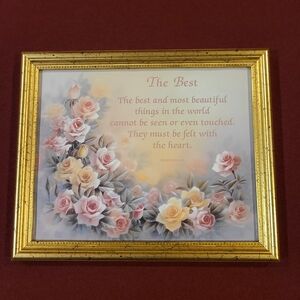 Framed Rose Print with Inspirational Quote - Pink & Yellow Roses